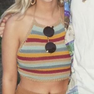 Crochet backless tie crop top